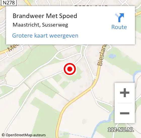 Locatie op kaart van de 112 melding: Brandweer Met Spoed Naar Maastricht, Susserweg op 2 augustus 2022 01:26