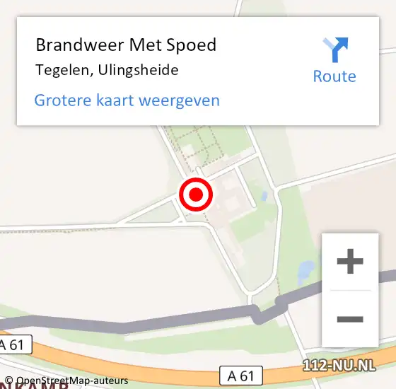 Locatie op kaart van de 112 melding: Brandweer Met Spoed Naar Tegelen, Ulingsheide op 2 augustus 2022 02:05