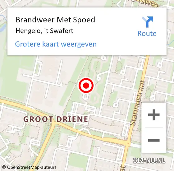 Locatie op kaart van de 112 melding: Brandweer Met Spoed Naar Hengelo, 't Swafert op 2 augustus 2022 02:59