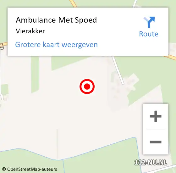 Locatie op kaart van de 112 melding: Ambulance Met Spoed Naar Vierakker op 2 augustus 2022 03:55