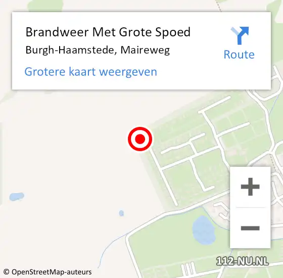 Locatie op kaart van de 112 melding: Brandweer Met Grote Spoed Naar Burgh-Haamstede, Maireweg op 2 augustus 2022 04:50