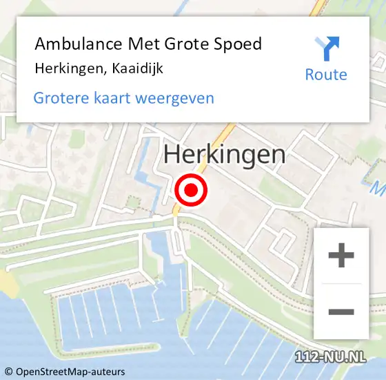 Locatie op kaart van de 112 melding: Ambulance Met Grote Spoed Naar Herkingen, Kaaidijk op 2 augustus 2022 05:08