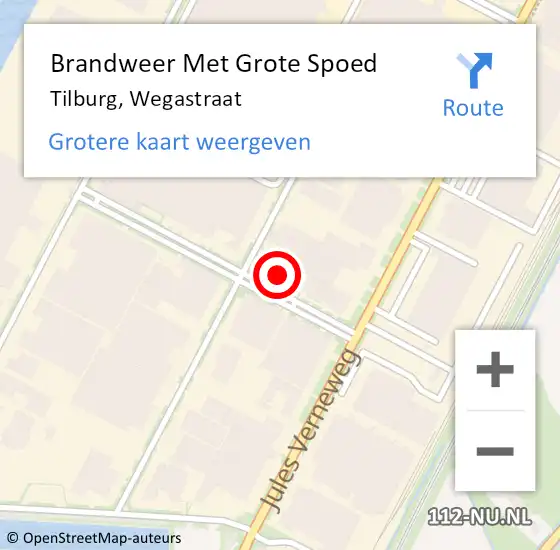 Locatie op kaart van de 112 melding: Brandweer Met Grote Spoed Naar Tilburg, Wegastraat op 2 augustus 2022 05:16