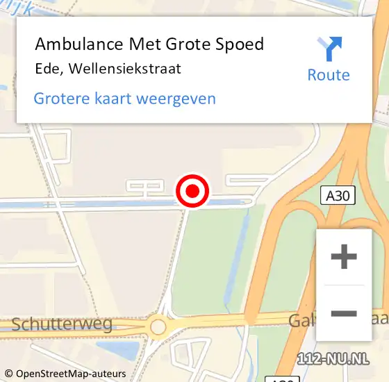 Locatie op kaart van de 112 melding: Ambulance Met Grote Spoed Naar Ede, Wellensiekstraat op 2 augustus 2022 05:22