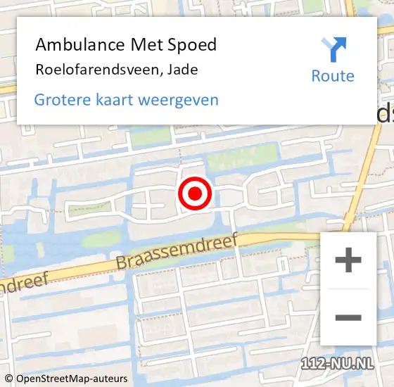 Locatie op kaart van de 112 melding: Ambulance Met Spoed Naar Roelofarendsveen, Jade op 2 augustus 2022 06:43