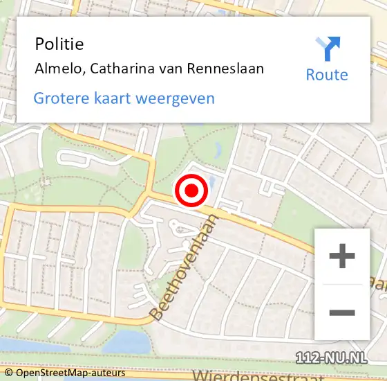 Locatie op kaart van de 112 melding: Politie Almelo, Catharina van Renneslaan op 2 augustus 2022 06:53