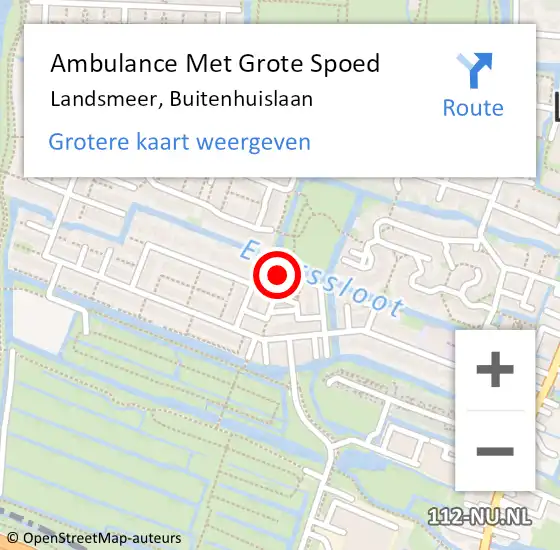 Locatie op kaart van de 112 melding: Ambulance Met Grote Spoed Naar Landsmeer, Buitenhuislaan op 2 augustus 2022 07:21