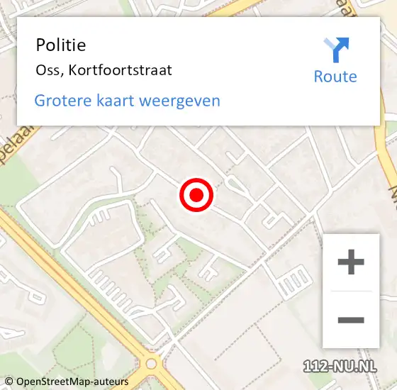 Locatie op kaart van de 112 melding: Politie Oss, Kortfoortstraat op 2 augustus 2022 07:37