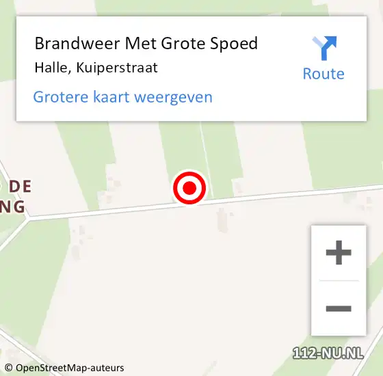 Locatie op kaart van de 112 melding: Brandweer Met Grote Spoed Naar Halle, Kuiperstraat op 2 augustus 2022 07:53