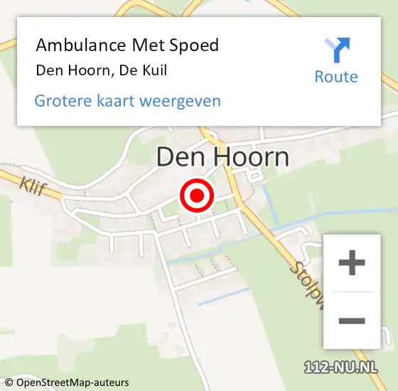 Locatie op kaart van de 112 melding: Ambulance Met Spoed Naar Den Hoorn, De Kuil op 2 augustus 2022 08:22