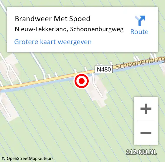 Locatie op kaart van de 112 melding: Brandweer Met Spoed Naar Nieuw-Lekkerland, Schoonenburgweg op 2 augustus 2022 08:43