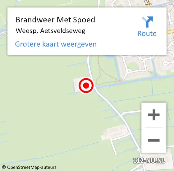 Locatie op kaart van de 112 melding: Brandweer Met Spoed Naar Weesp, Aetsveldseweg op 2 augustus 2022 08:43