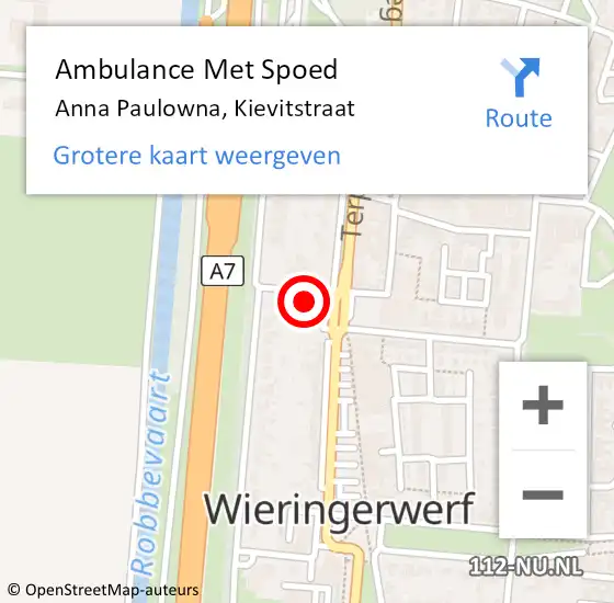 Locatie op kaart van de 112 melding: Ambulance Met Spoed Naar Anna Paulowna, Kievitstraat op 2 augustus 2022 08:48