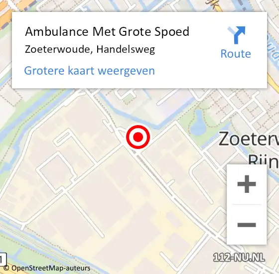 Locatie op kaart van de 112 melding: Ambulance Met Grote Spoed Naar Zoeterwoude, Handelsweg op 2 augustus 2022 09:01