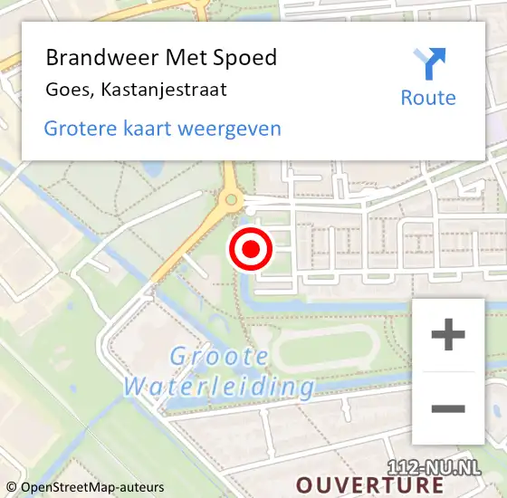 Locatie op kaart van de 112 melding: Brandweer Met Spoed Naar Goes, Kastanjestraat op 2 augustus 2022 09:29