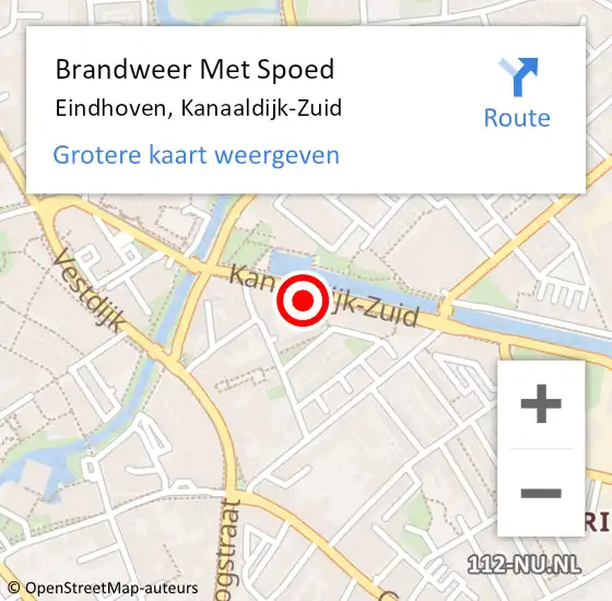Locatie op kaart van de 112 melding: Brandweer Met Spoed Naar Eindhoven, Kanaaldijk-Zuid op 2 augustus 2022 10:13