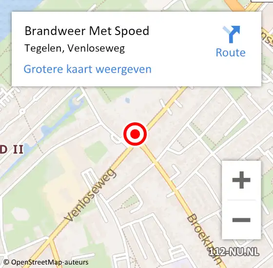 Locatie op kaart van de 112 melding: Brandweer Met Spoed Naar Tegelen, Venloseweg op 2 augustus 2022 10:20