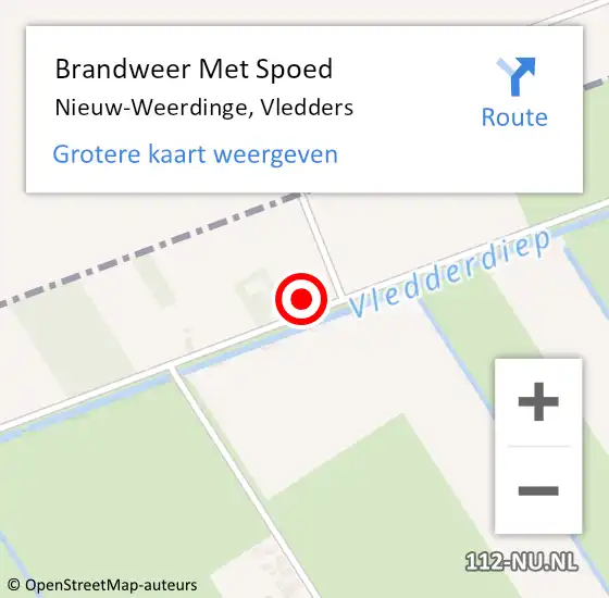 Locatie op kaart van de 112 melding: Brandweer Met Spoed Naar Nieuw-Weerdinge, Vledders op 2 augustus 2022 10:40