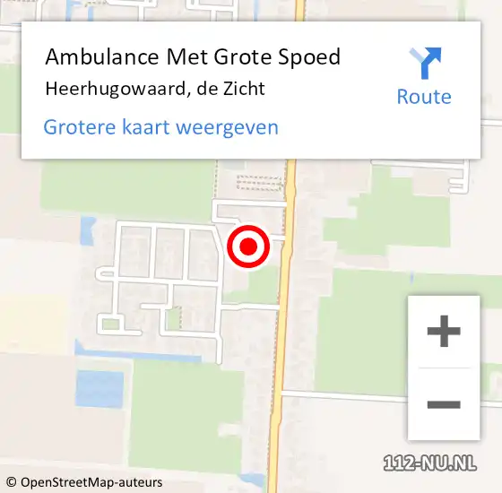 Locatie op kaart van de 112 melding: Ambulance Met Grote Spoed Naar Heerhugowaard, de Zicht op 2 augustus 2022 11:26