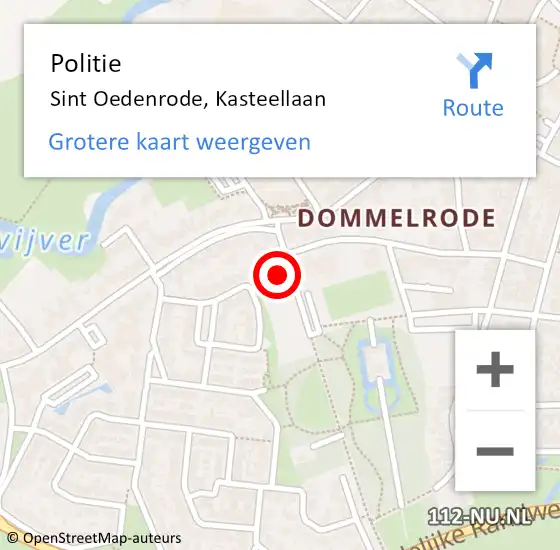 Locatie op kaart van de 112 melding: Politie Sint Oedenrode, Kasteellaan op 2 augustus 2022 11:43