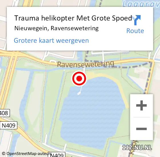 Locatie op kaart van de 112 melding: Trauma helikopter Met Grote Spoed Naar Nieuwegein, Ravensewetering op 2 augustus 2022 11:56