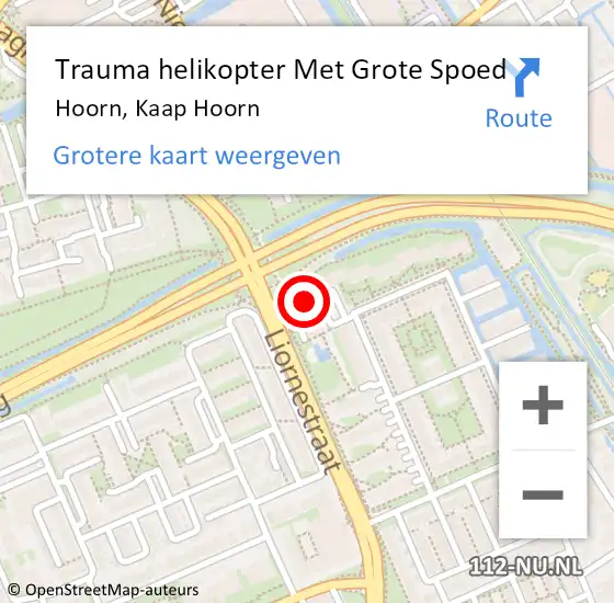 Locatie op kaart van de 112 melding: Trauma helikopter Met Grote Spoed Naar Hoorn, Kaap Hoorn op 2 augustus 2022 11:58