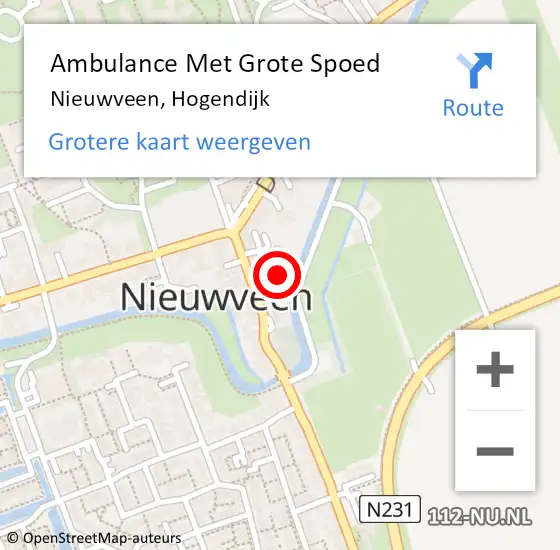 Locatie op kaart van de 112 melding: Ambulance Met Grote Spoed Naar Nieuwveen, Hogendijk op 2 augustus 2022 12:18