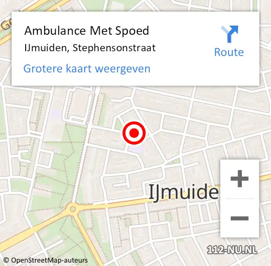 Locatie op kaart van de 112 melding: Ambulance Met Spoed Naar IJmuiden, Stephensonstraat op 2 augustus 2022 12:22