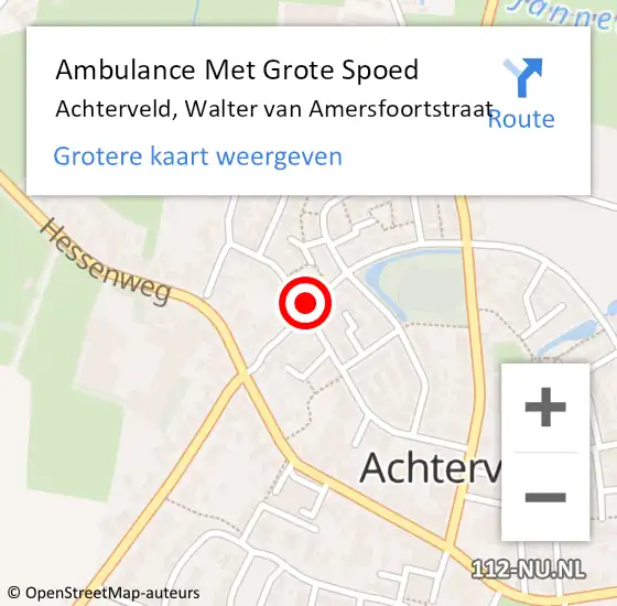 Locatie op kaart van de 112 melding: Ambulance Met Grote Spoed Naar Achterveld, Walter van Amersfoortstraat op 2 augustus 2022 12:29