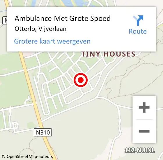 Locatie op kaart van de 112 melding: Ambulance Met Grote Spoed Naar Otterlo, Vijverlaan op 2 augustus 2022 12:33