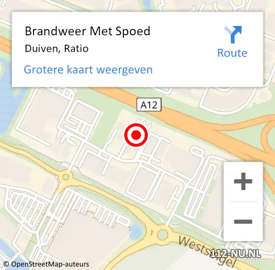 Locatie op kaart van de 112 melding: Brandweer Met Spoed Naar Duiven, Ratio op 2 augustus 2022 12:33