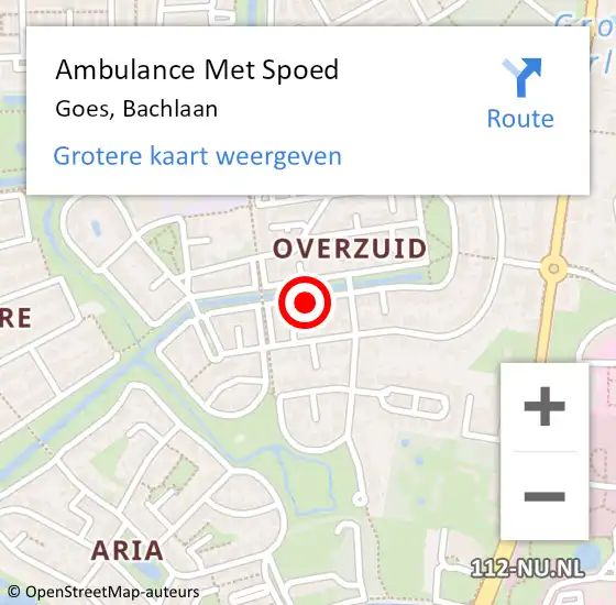 Locatie op kaart van de 112 melding: Ambulance Met Spoed Naar Goes, Bachlaan op 25 juli 2014 04:52