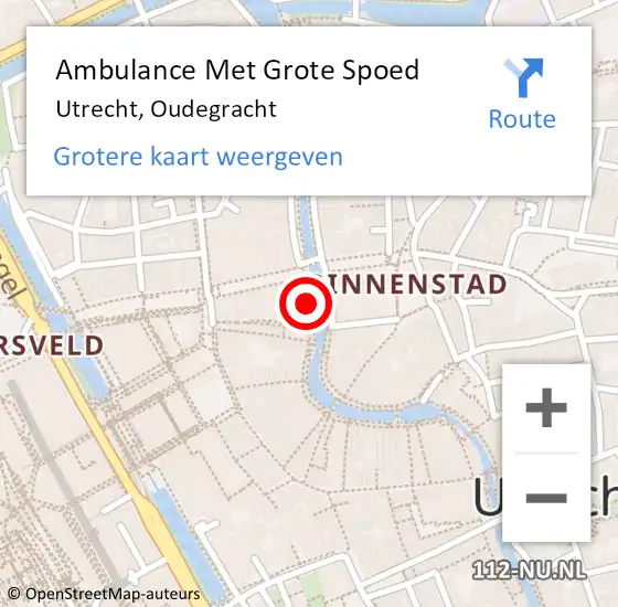 Locatie op kaart van de 112 melding: Ambulance Met Grote Spoed Naar Utrecht, Oudegracht op 25 juli 2014 04:56