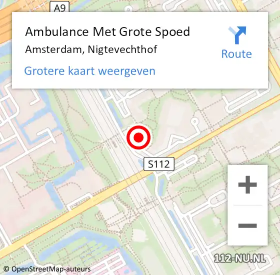 Locatie op kaart van de 112 melding: Ambulance Met Grote Spoed Naar Amsterdam-Zuidoost, Nigtevechthof op 2 augustus 2022 13:17