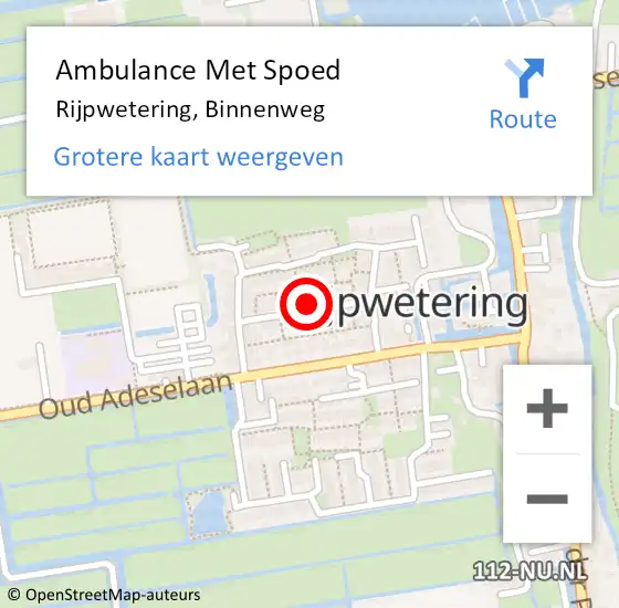 Locatie op kaart van de 112 melding: Ambulance Met Spoed Naar Rijpwetering, Binnenweg op 2 augustus 2022 13:30