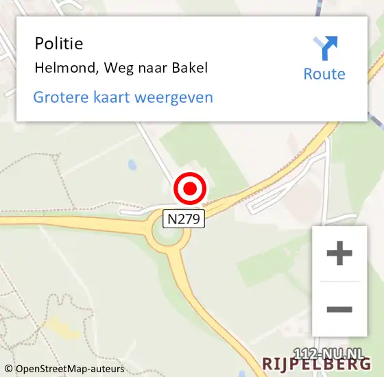 Locatie op kaart van de 112 melding: Politie Helmond, Weg naar Bakel op 2 augustus 2022 13:39