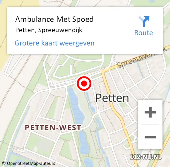 Locatie op kaart van de 112 melding: Ambulance Met Spoed Naar Petten, Spreeuwendijk op 2 augustus 2022 14:17