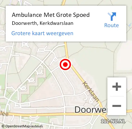 Locatie op kaart van de 112 melding: Ambulance Met Grote Spoed Naar Doorwerth, Kerkdwarslaan op 2 augustus 2022 14:19