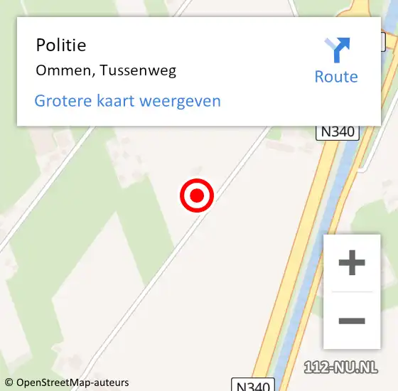 Locatie op kaart van de 112 melding: Politie Ommen, Tussenweg op 2 augustus 2022 14:46