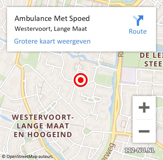 Locatie op kaart van de 112 melding: Ambulance Met Spoed Naar Westervoort, Lange Maat op 2 augustus 2022 14:48