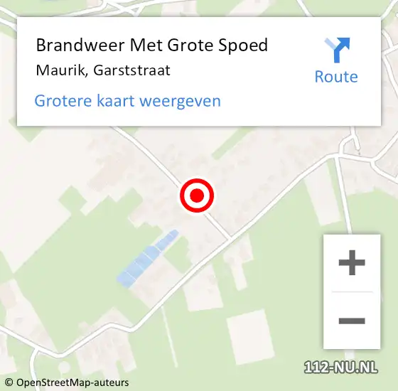 Locatie op kaart van de 112 melding: Brandweer Met Grote Spoed Naar Maurik, Garststraat op 2 augustus 2022 14:50