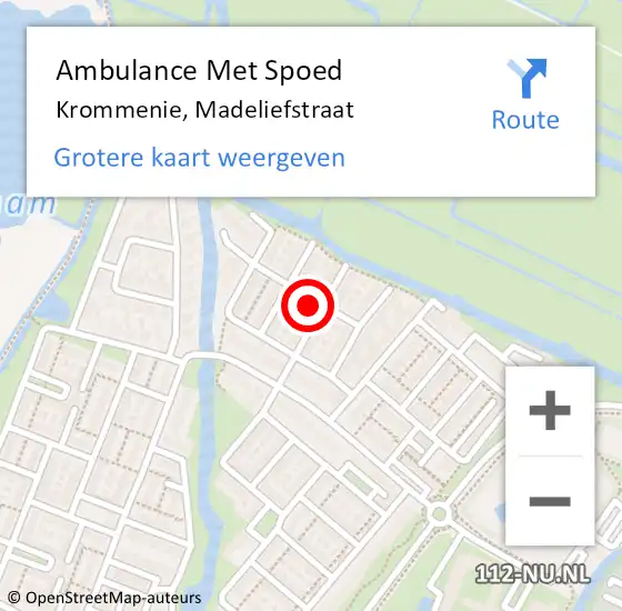 Locatie op kaart van de 112 melding: Ambulance Met Spoed Naar Krommenie, Madeliefstraat op 2 augustus 2022 15:04