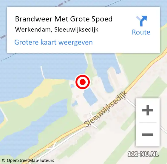 Locatie op kaart van de 112 melding: Brandweer Met Grote Spoed Naar Werkendam, Sleeuwijksedijk op 2 augustus 2022 15:53