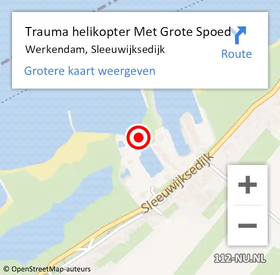 Locatie op kaart van de 112 melding: Trauma helikopter Met Grote Spoed Naar Werkendam, Sleeuwijksedijk op 2 augustus 2022 15:56