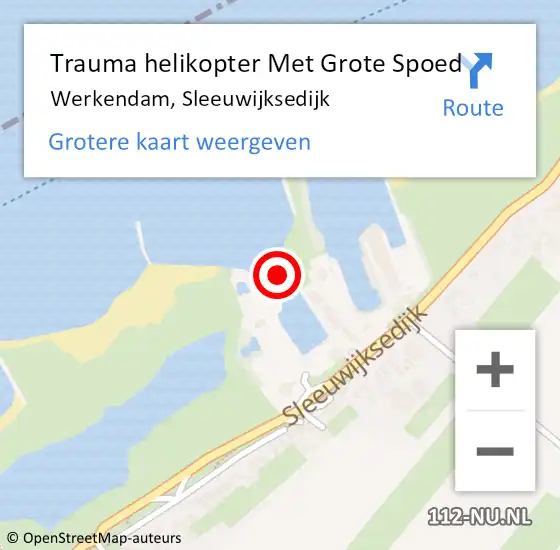 Locatie op kaart van de 112 melding: Trauma helikopter Met Grote Spoed Naar Werkendam, Sleeuwijksedijk op 2 augustus 2022 16:01