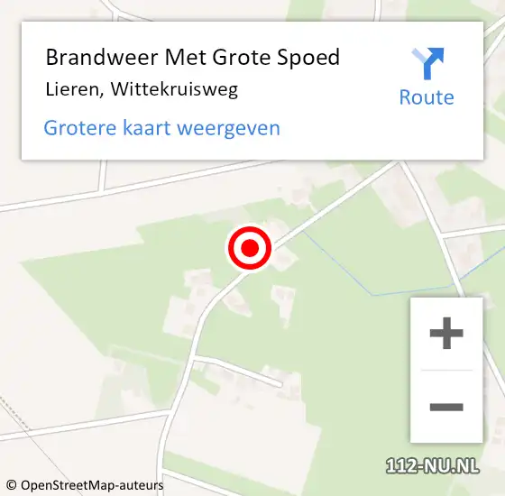 Locatie op kaart van de 112 melding: Brandweer Met Grote Spoed Naar Lieren, Wittekruisweg op 2 augustus 2022 16:07