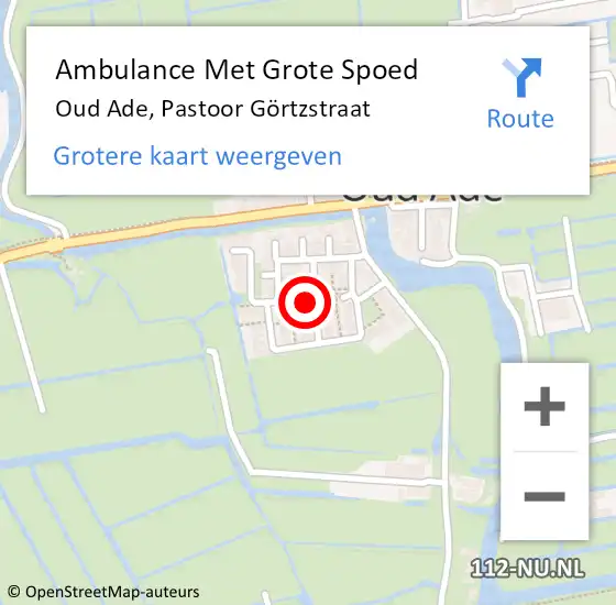 Locatie op kaart van de 112 melding: Ambulance Met Grote Spoed Naar Oud Ade, Pastoor Görtzstraat op 2 augustus 2022 16:31
