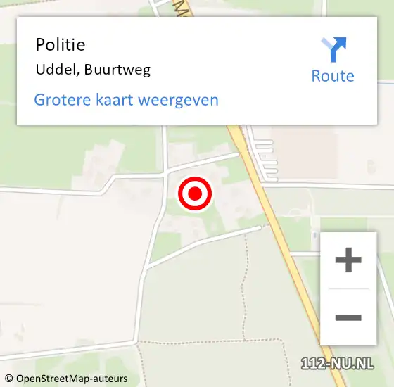Locatie op kaart van de 112 melding: Politie Uddel, Buurtweg op 2 augustus 2022 16:46