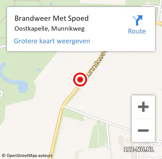 Locatie op kaart van de 112 melding: Brandweer Met Spoed Naar Oostkapelle, Munnikweg op 2 augustus 2022 16:49