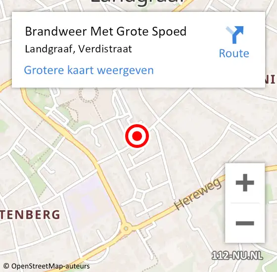 Locatie op kaart van de 112 melding: Brandweer Met Grote Spoed Naar Landgraaf, Verdistraat op 2 augustus 2022 17:08